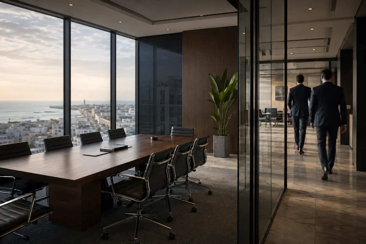 The firm's meeting room overlooking Casablanca